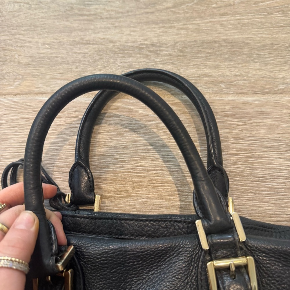 Beautiful Michael Kors Black Leather Satchel with Gold Hardware - Picture 5 of 7